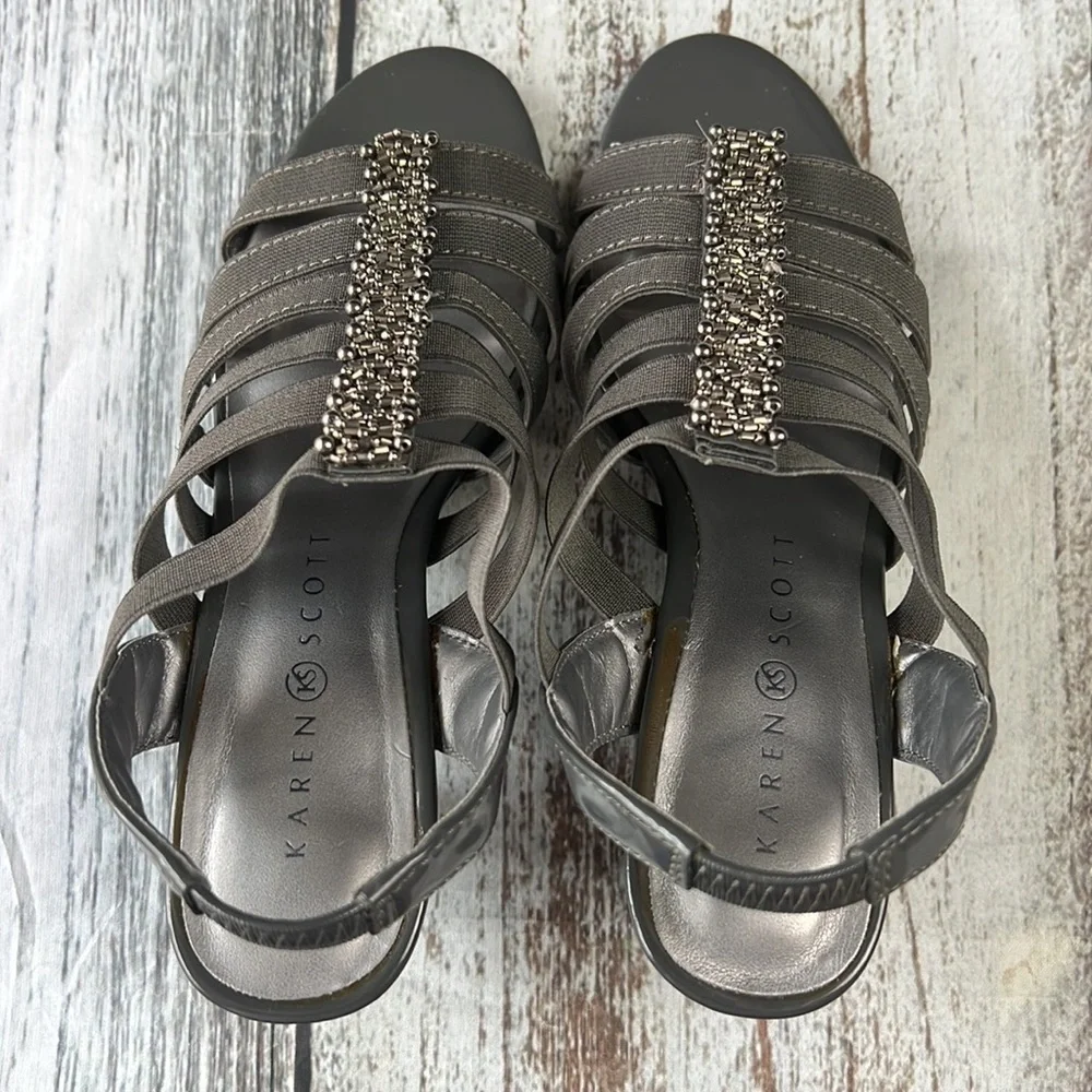 KAREN (KS) SCOTT NEEMA Gray Womens Beaded Strapped Shoe 6M